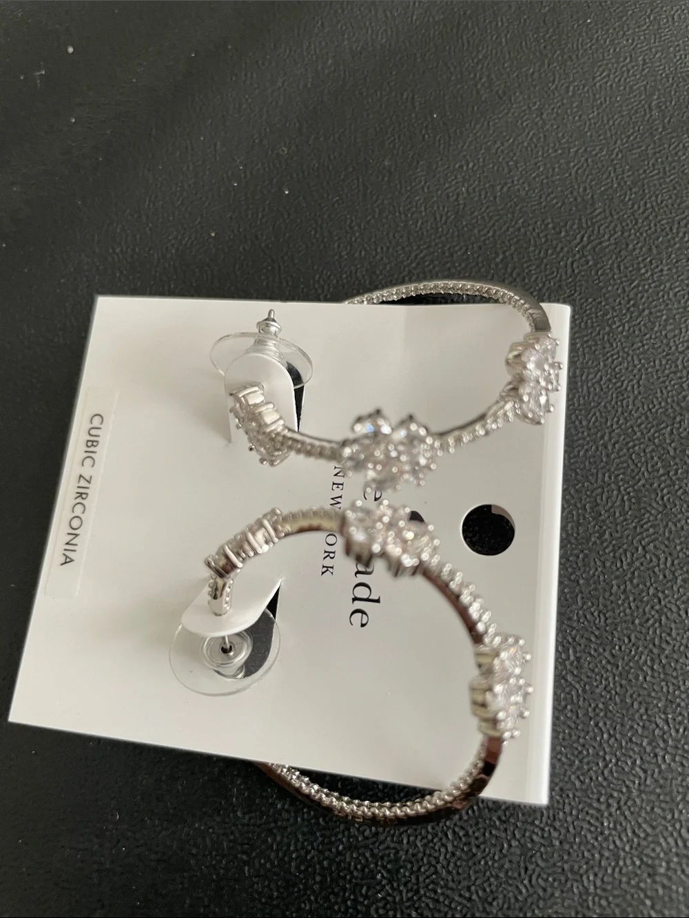 kate spade Silver Crystal Hoop Earrings